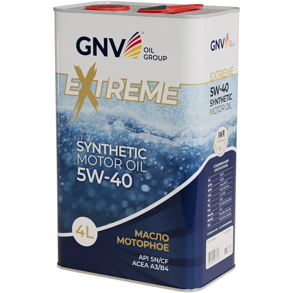Моторное масло GNV Extreme 5W40 СИНТ SN/CF A3/B4 4 л