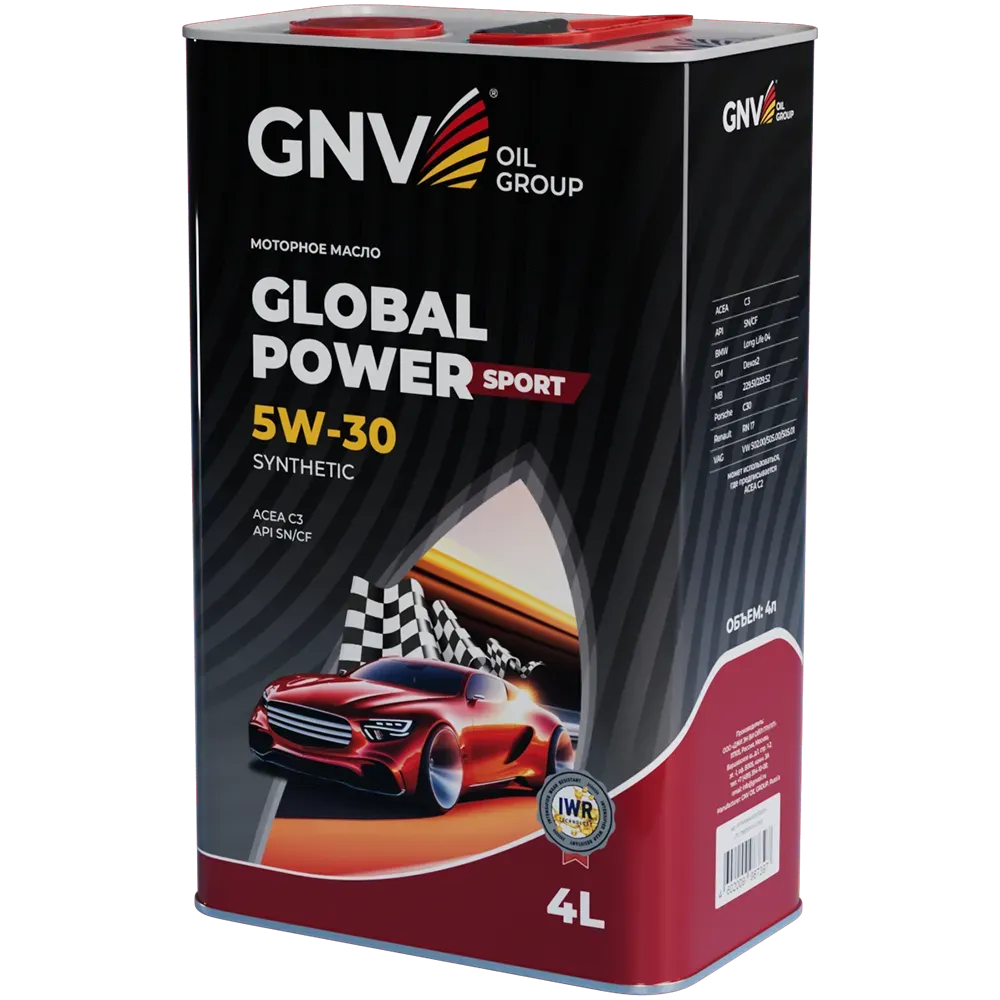 Моторное масло GNV Global Power Sport 5W30 СИНТ SN/CF C3 4 л