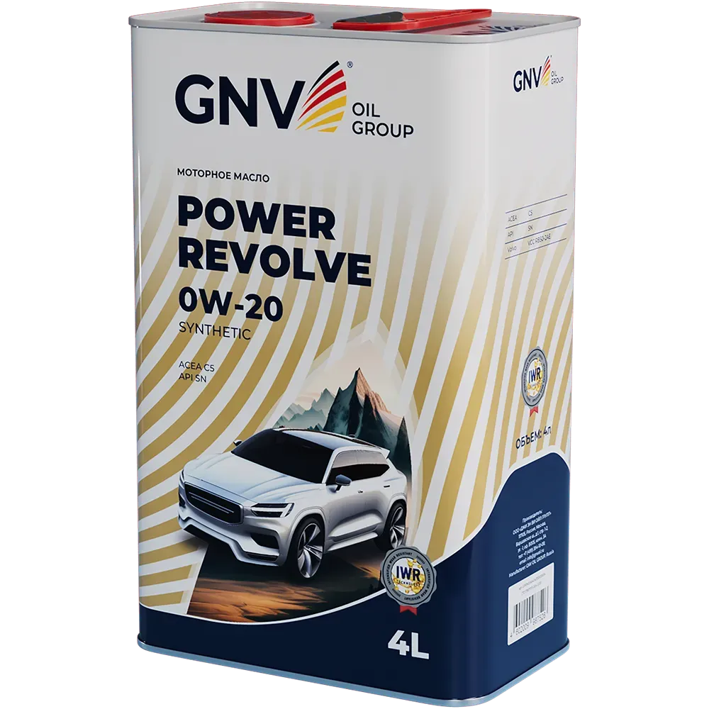 Моторное масло GNV Power Revolve 0W20 СИНТ SN C5 4 л